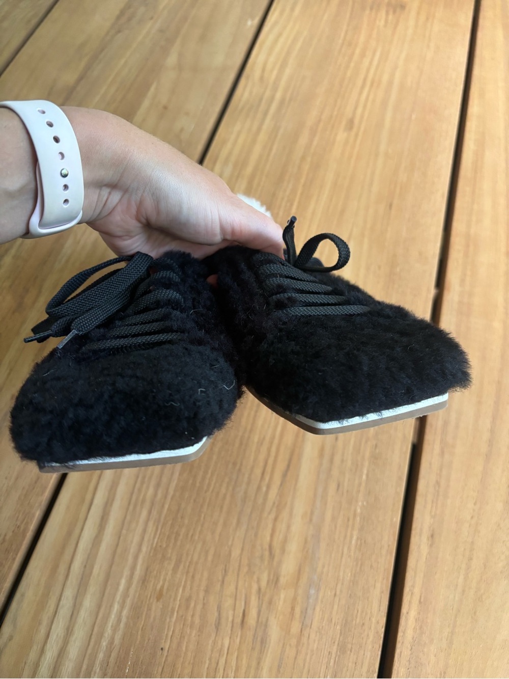 TIBI Teddy Shearling Seth Sneaker Black White Size 36 - Picture 10 of 14
